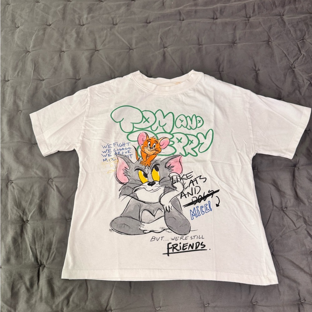Zara Kids White Tom and Jerry Graphic Tee